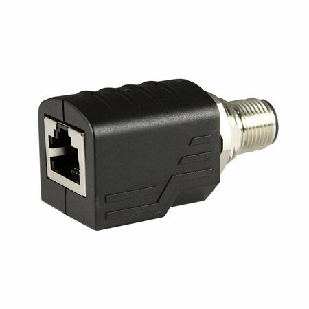 ASI M12 to RJ45 Adapter, M12 To RJ45 Bulkhead Connector, Male M12 D-Coded, Thru Panel Straight Adapter ASITPA-4512MD-S